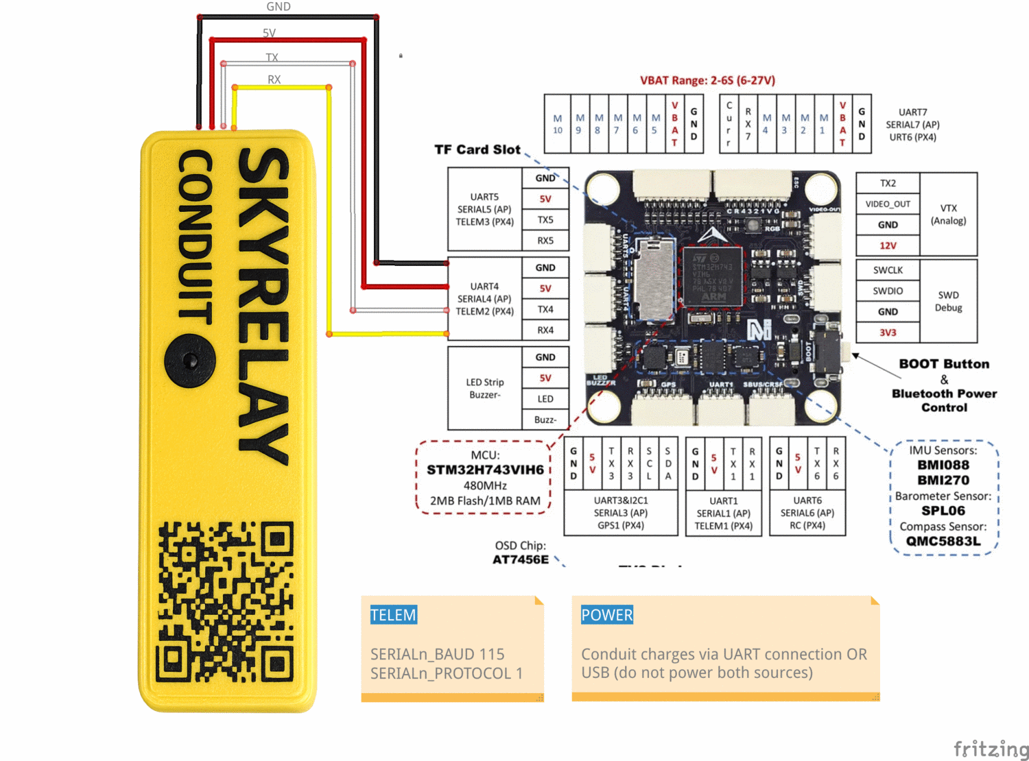 Connecting the flight controller to the Conduit